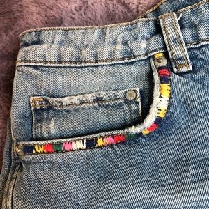 H&M embroidered denim shorts